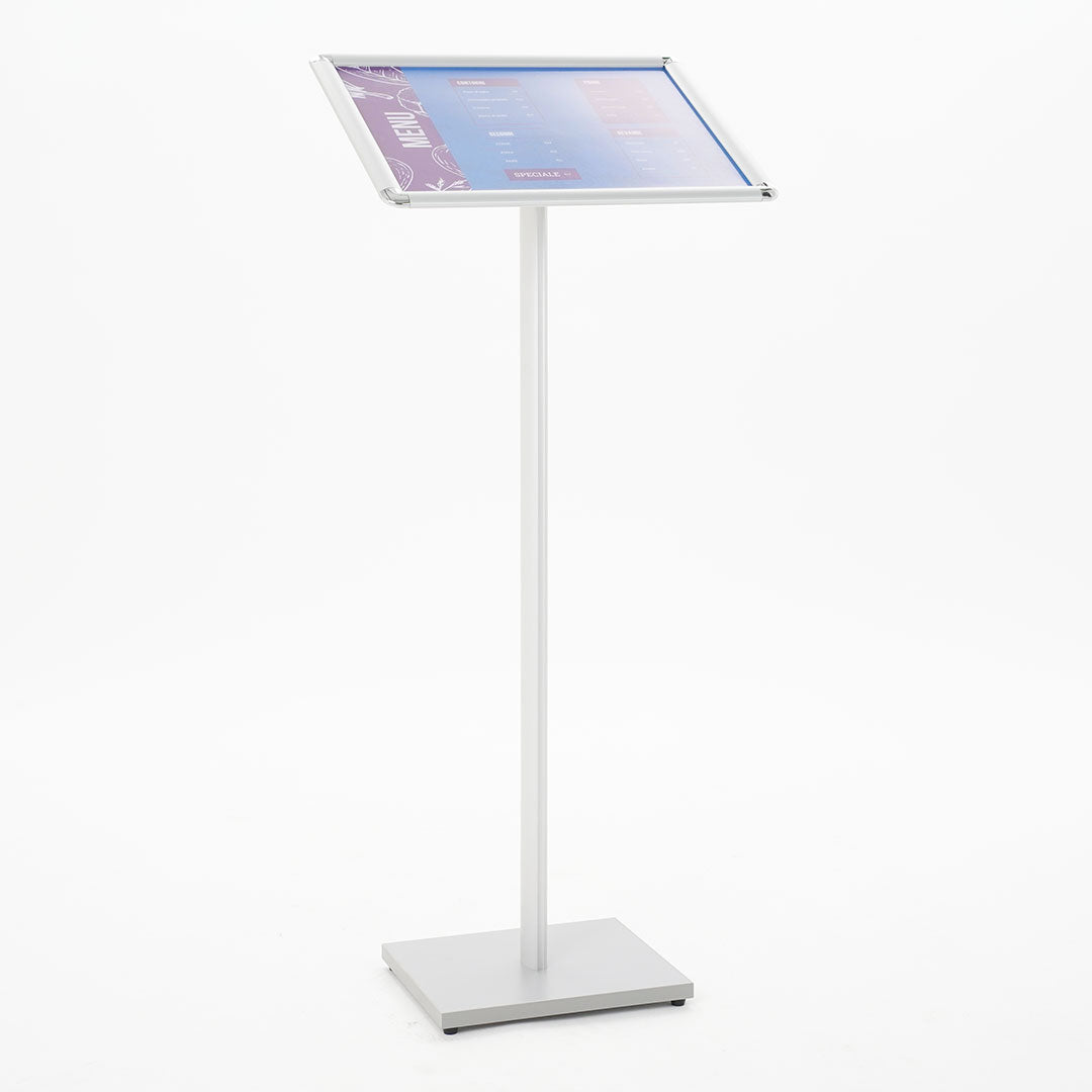 Espositore a Leggio con Piantana 30x110x25 cm in MDF Silver