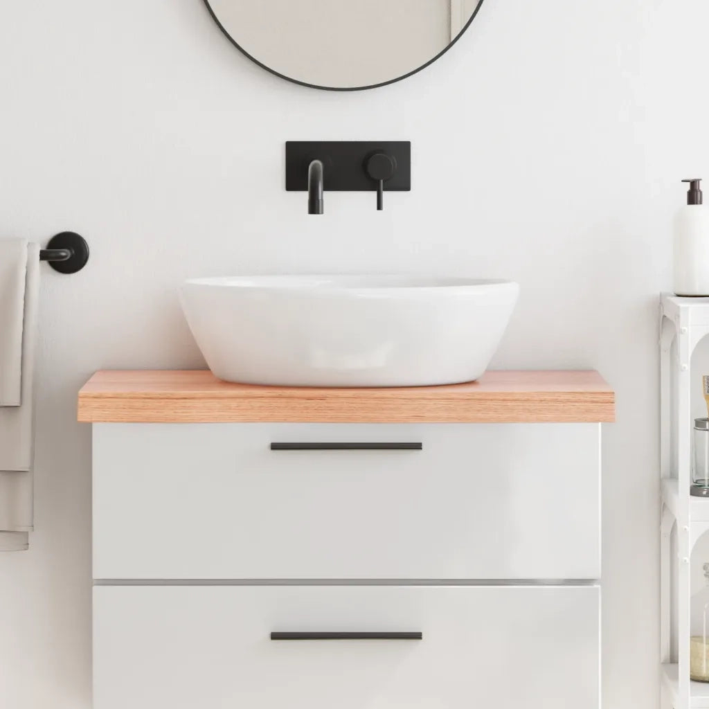 Piano Bagno Marrone 80x30x(2-6) cm Legno Massello Trattato 3156115