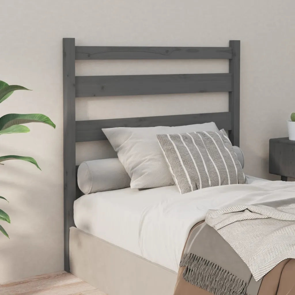 Testiera | Testata per Letto Grigia 96x4x100 cm in Legno Massello di Pino