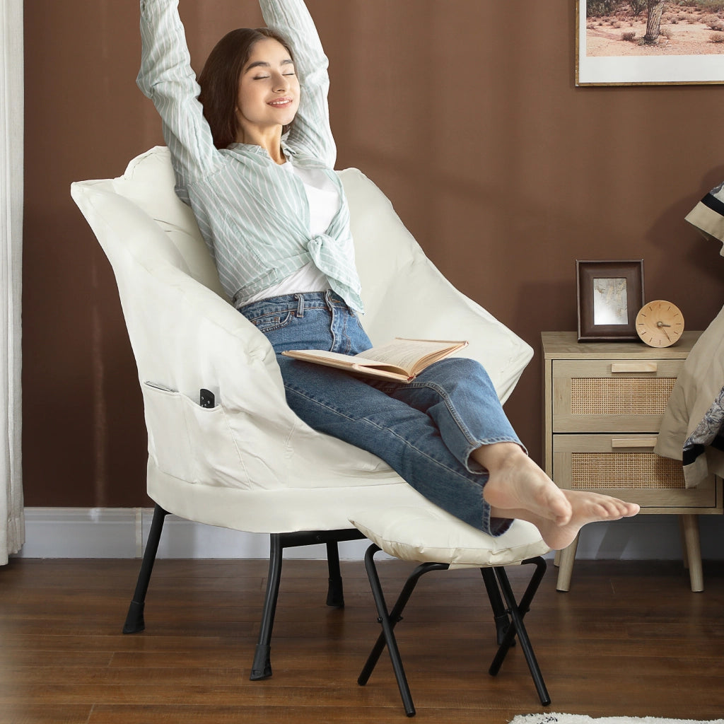 Poltrona Relax con Poggiapiedi ¨C Zephmum ¨C Crema