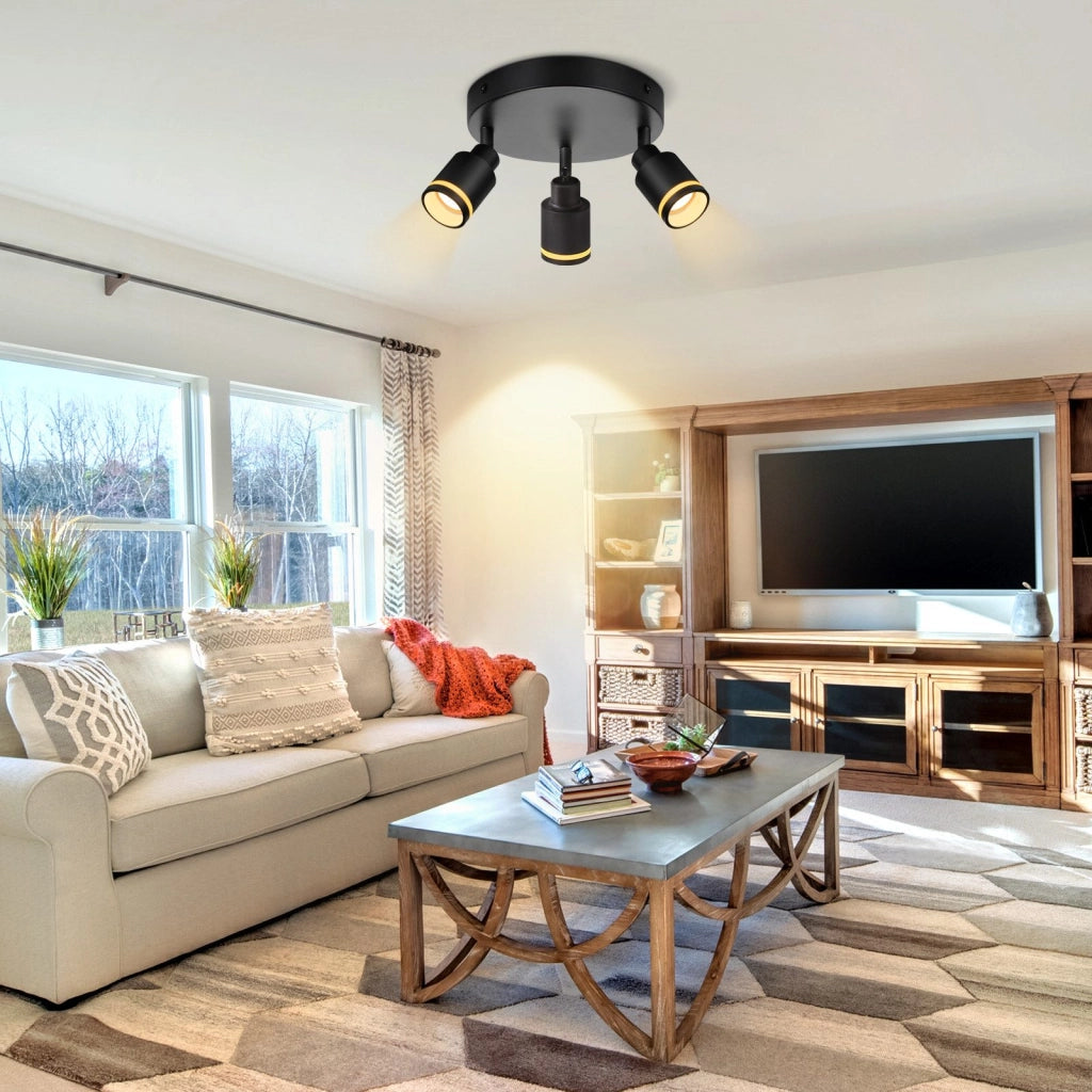 ZMH Faretto da soffitto neri 3 luci GU10 metallo orientabili moderni per camera letto sala pranzo senza lampadina
