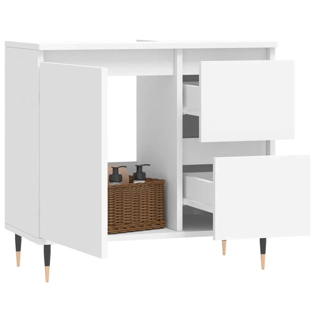 Armadietto da Bagno Bianco 65x33x60 cm in Legno Multistrato 831596