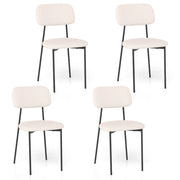 Set di 4 sedie da pranzo moderne 44 x 49 x 78 cm seduta ergonomica tessuto di lino beige e gambe in metallo nero 20_0017153