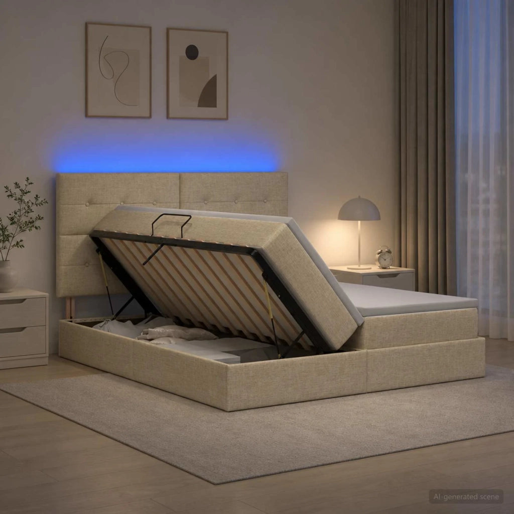Letto con contenitore LED e materasso Crema 180 x 200 cm 3460234