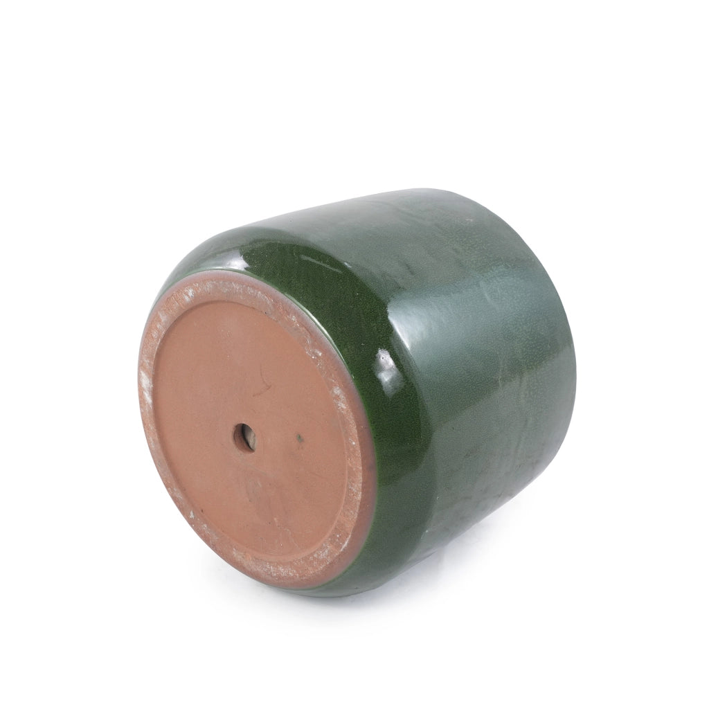 Fioriera a più livelli set di 4 vasi in ceramica artigianale smaltata verde scuro lucida per interni ed esterni