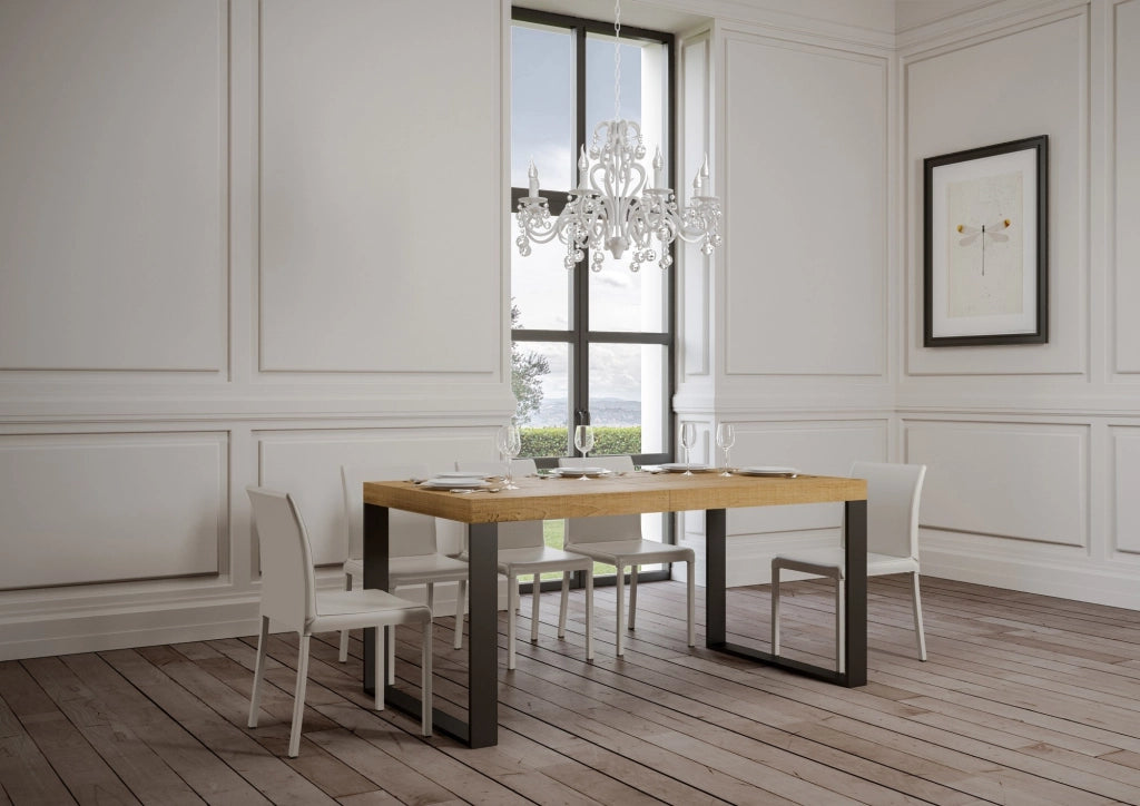 Tavolo allungabile 90x200/304 cm Tekno quercia natura telaio Antracite