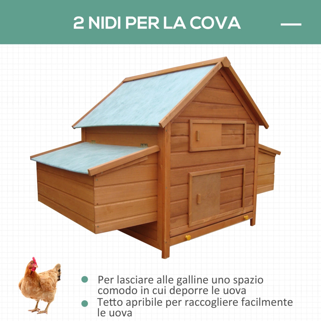 EasyComfort Gabbia per Galline in Legno con Tetto Impermeabile, Pollaio Prefabbricato da Esterno, 160x98.5x107cm