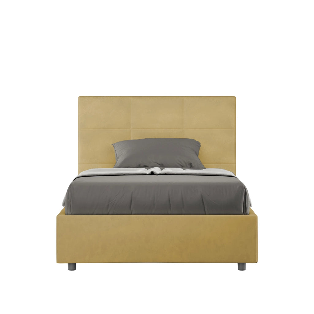 BS COM Letto una piazza e mezza senza rete imbottito 120x190 microfibra ocra