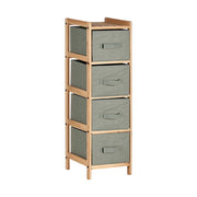 Mobile Cassettiera 4 Cassetti in Legno Naturale e Stoffa Colore Grigio H 89cm