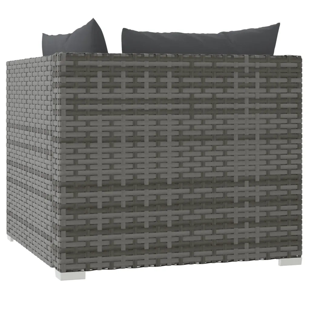 Divano a 2 Posti con Cuscini in Polyrattan Grigio cod mxl 39792
