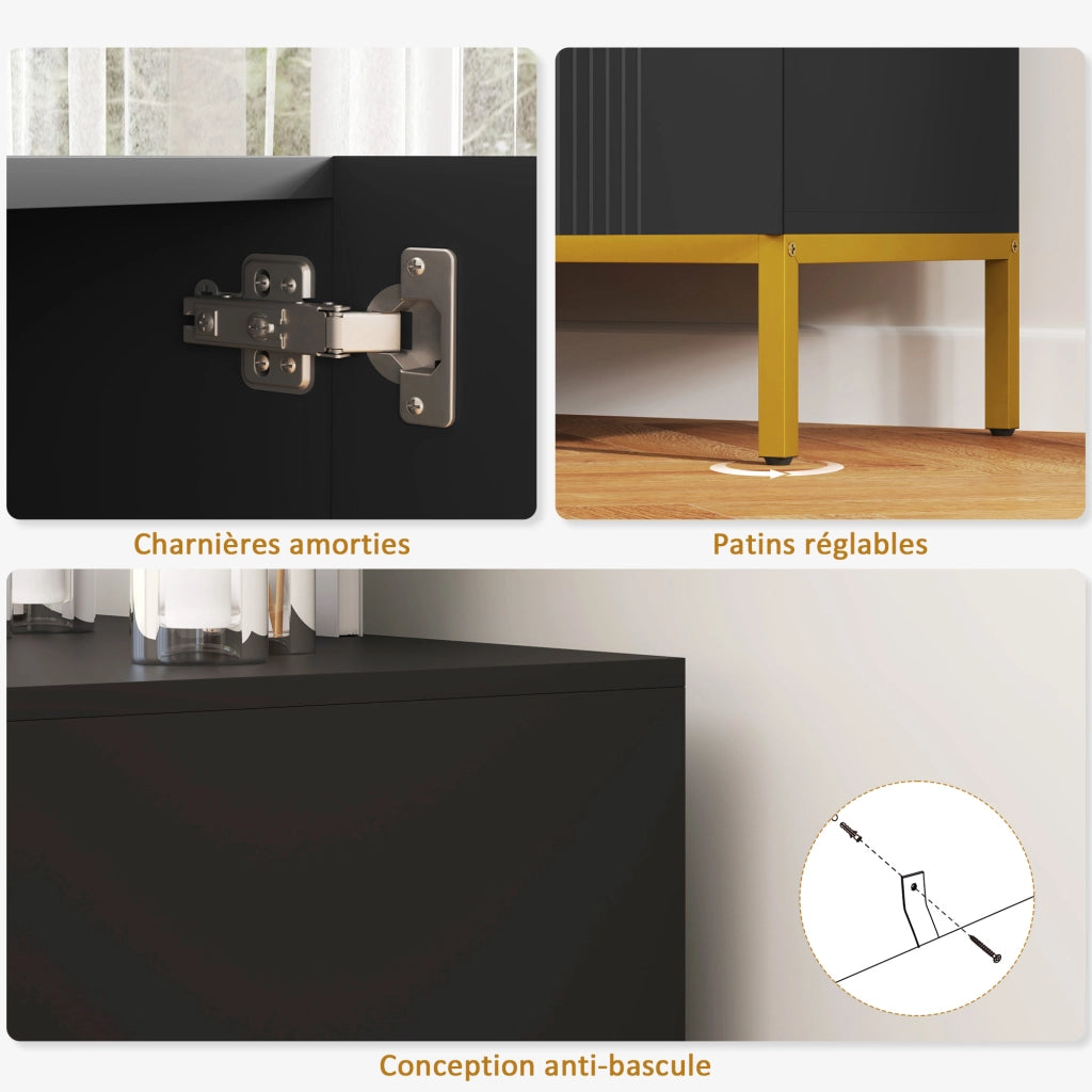 Credenza design moderno ¨C zephmum ¨C nero legno metallo dorato