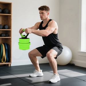 Set Pesi da Palestra 4 in 1 da 20kg Convertibile in Kettlebell 2 Manubri Bilanciere e Supporto Flessioni Verde
