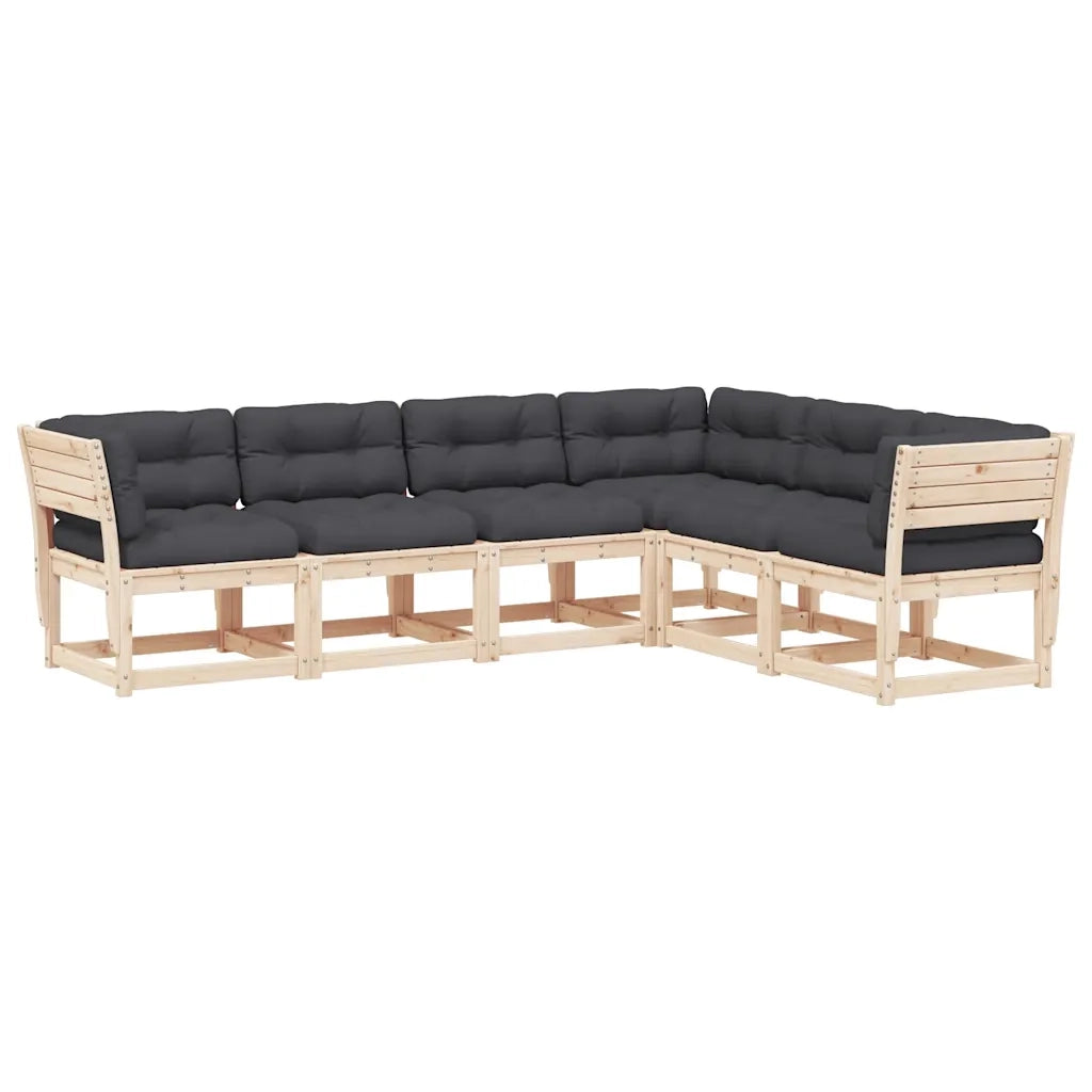 Set Divani Giardino 6 pz con Cuscini in Legno Massello di Pinocod mxl 90181