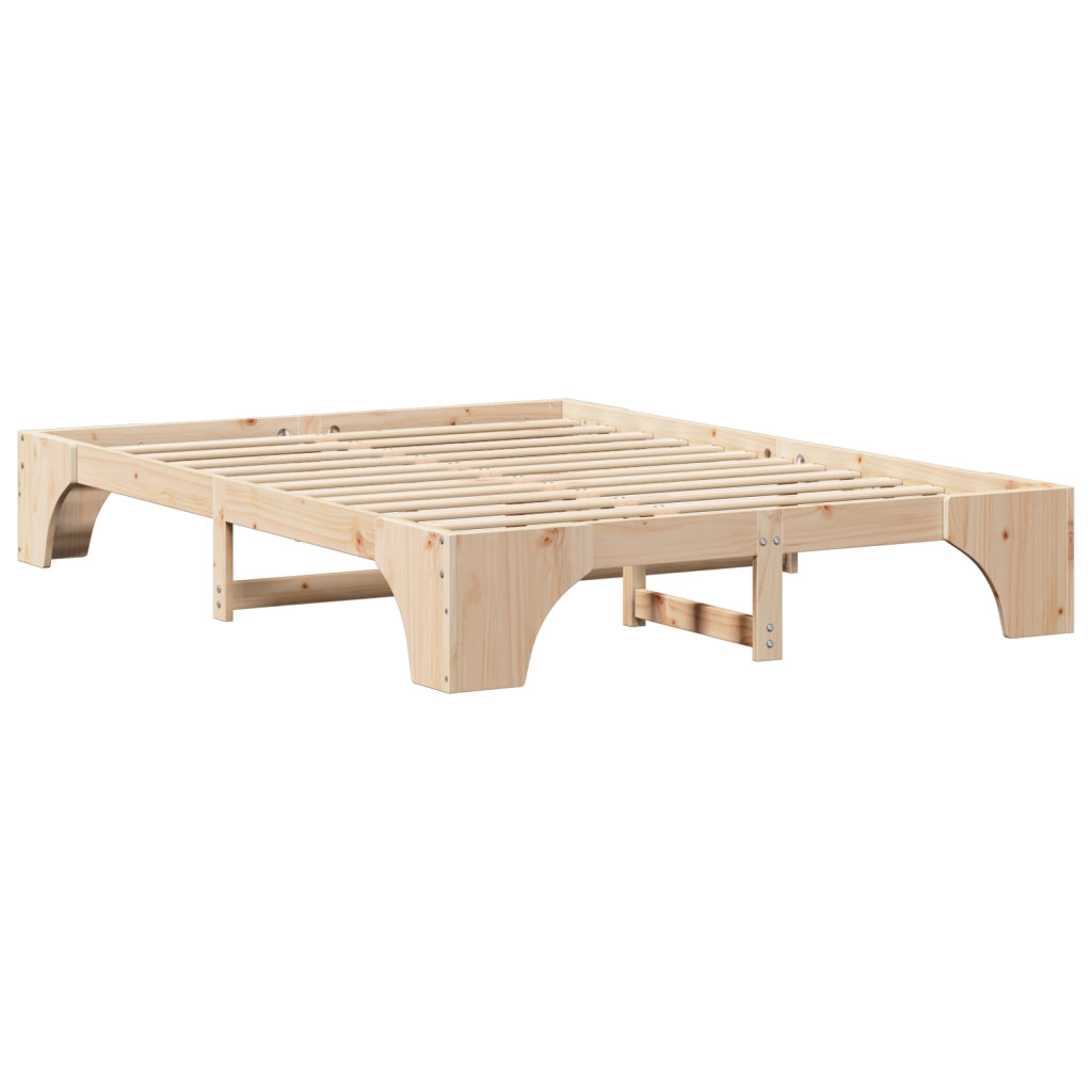 Struttura Letto Naturale Legno Massello di Pino 140 x 200 cm