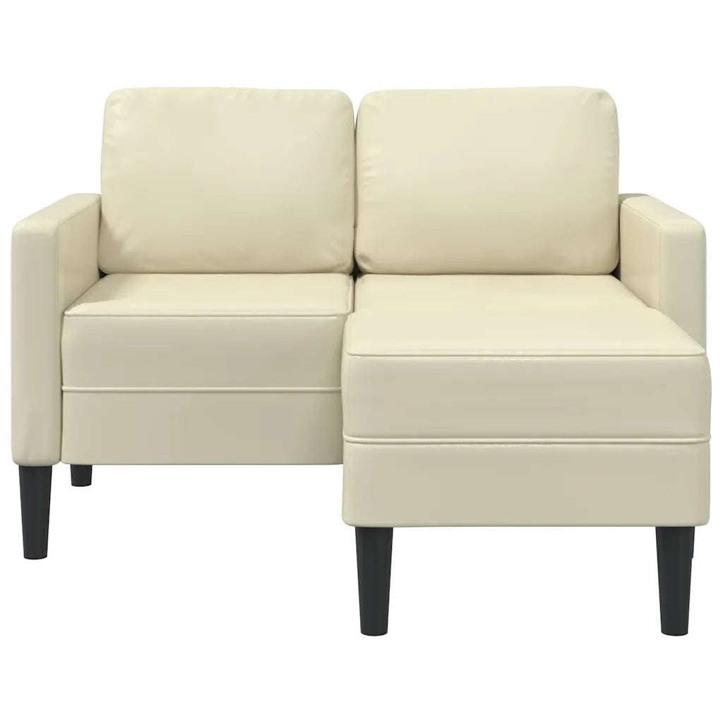 Divano 2 Posti con Chaise longue a L Crema 125 cm in Similpelle 4107084
