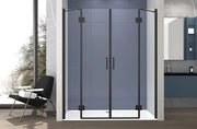 Nicchia Doccia 160 cm Saloon DOPPIO BATTENTE Cristallo Temperato 6mm Profilo NERO OPACO H200 cm LENA