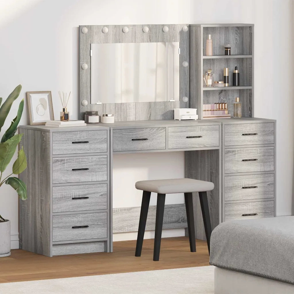 Tavolo da Trucco 3 pcs Grigio Sonoma Legno multistrato 3334214