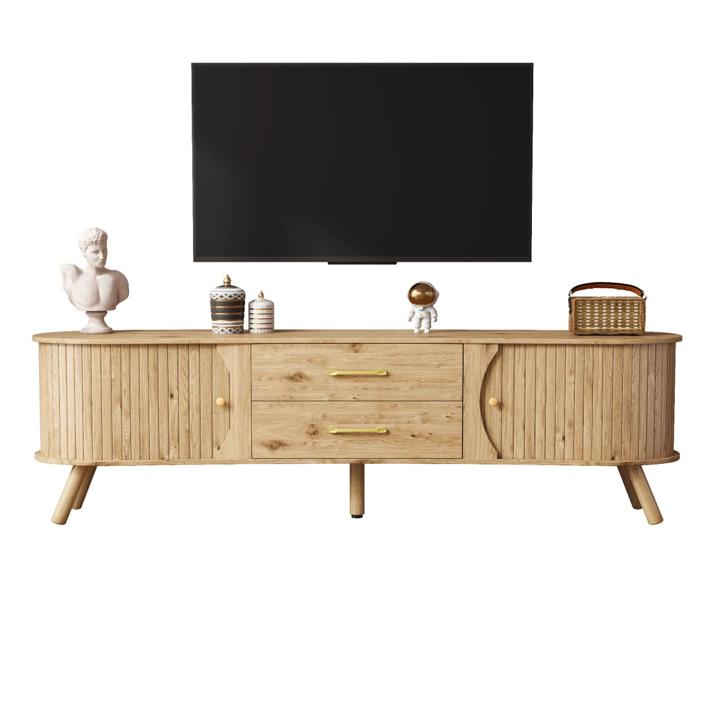 Mobile TV con 2 Ante Scorrevoli e 2 Cassetti ¨C MINIMAL ¨C Legno MDF Massello, Design Scandinavo