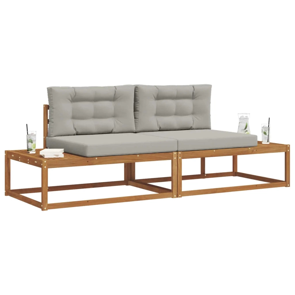 Set di divani da esterno-Sofa da giardino con cuscino Grigio Naturale e Chiaro 976902