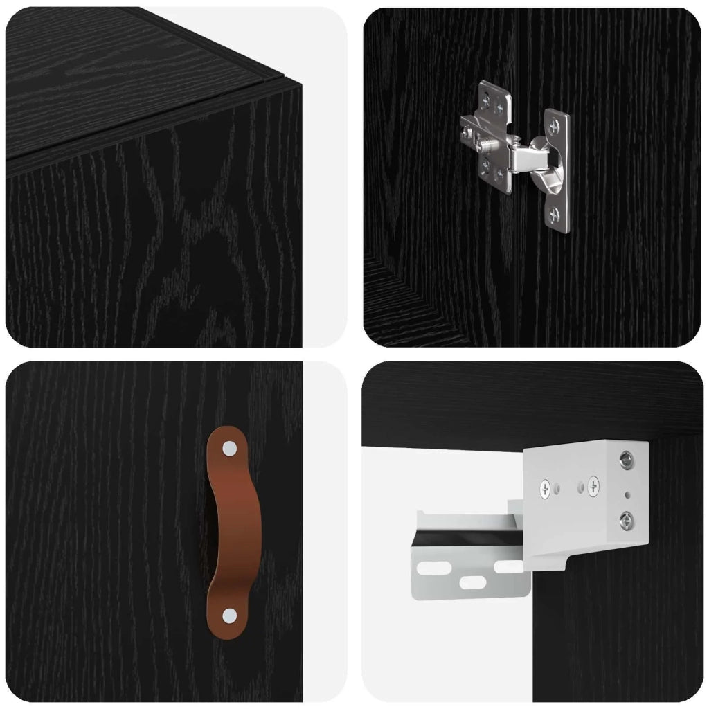 Mobiletto a muro 2 pcs Rovere Nero 69,5 x 34 x 90 cm 3394574