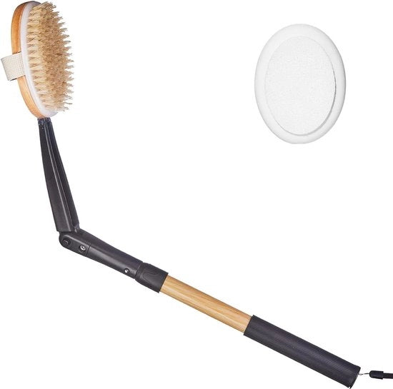 Spazzola del corpo applicatore di creme 2 in 1 - Borsetta da bagno con manico lungo