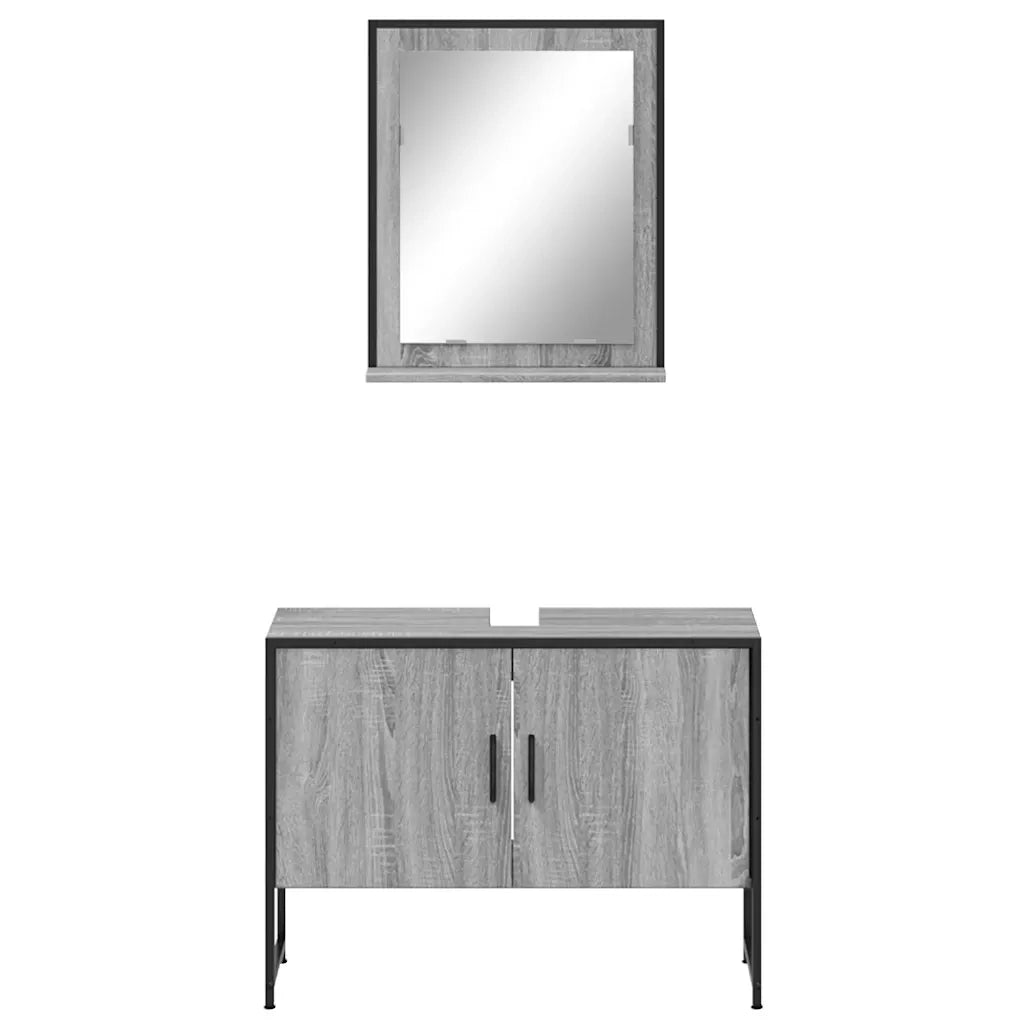Set Mobili da Bagno 2 pz Grigio Sonoma in Legno Multistrato 3214342