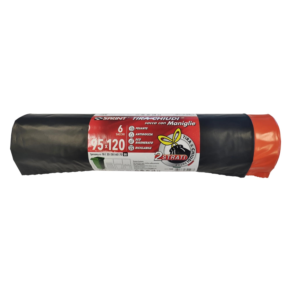 SACCO IN POLIETILENE cm. 95 x 120 - nero/arancio  - BricoGo