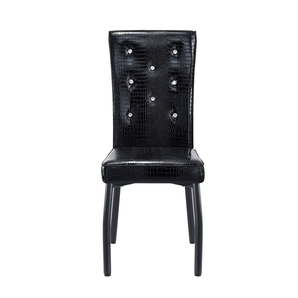 Set tavolo da pranzo e sedie con 1 tavolo rotondo e 4 sedie per cucina, MDF e metallo, bianco e nero