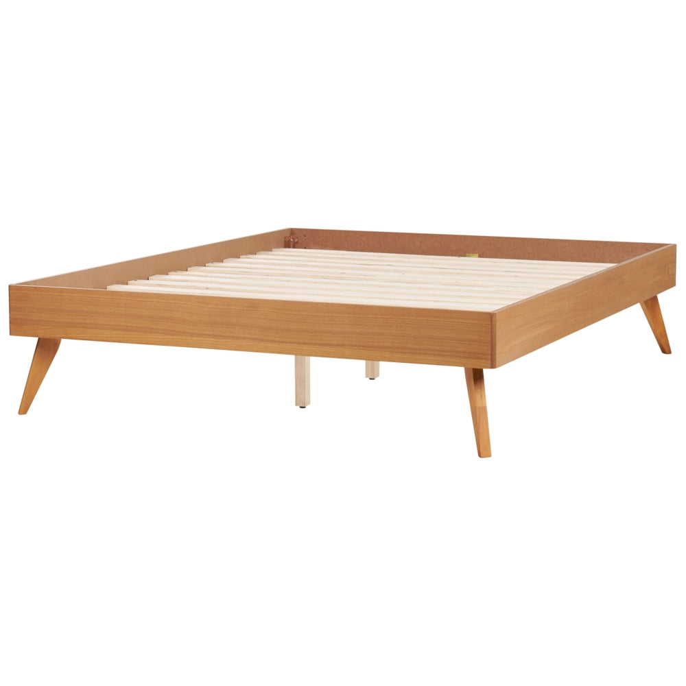 Letto 140 x 200 cm in frassino naturale MDF con rete a doghe Stile minimalista scandinavo