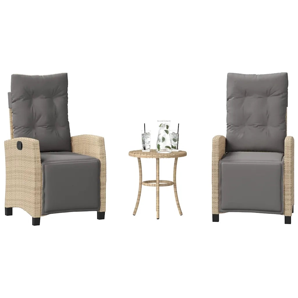 Set da Bistr¨° 3 pz | Set Salotto da Giardino con Cuscini Beige Misto in Polyrattan