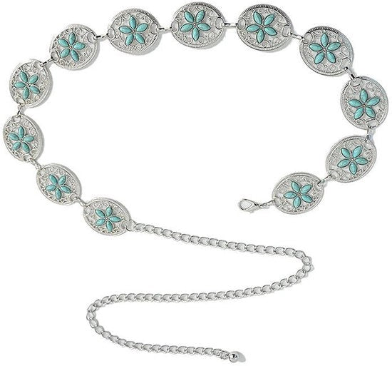 Cinturino di catena in stile etnico per donna, accessorio informale con design in legno, ideale per feste.
