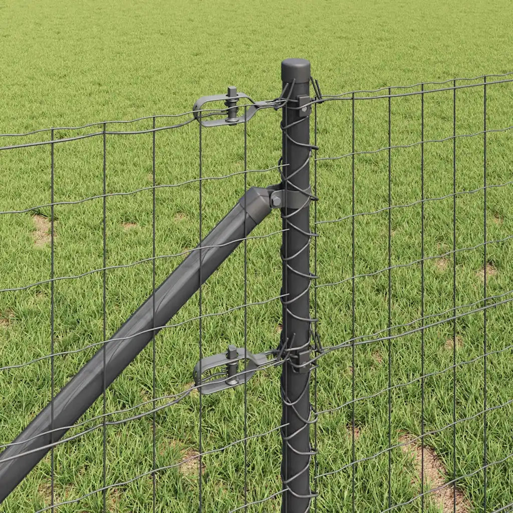 Recinzione con Posto Grigio 1 x 25 m Acciaio e PVC 3350679