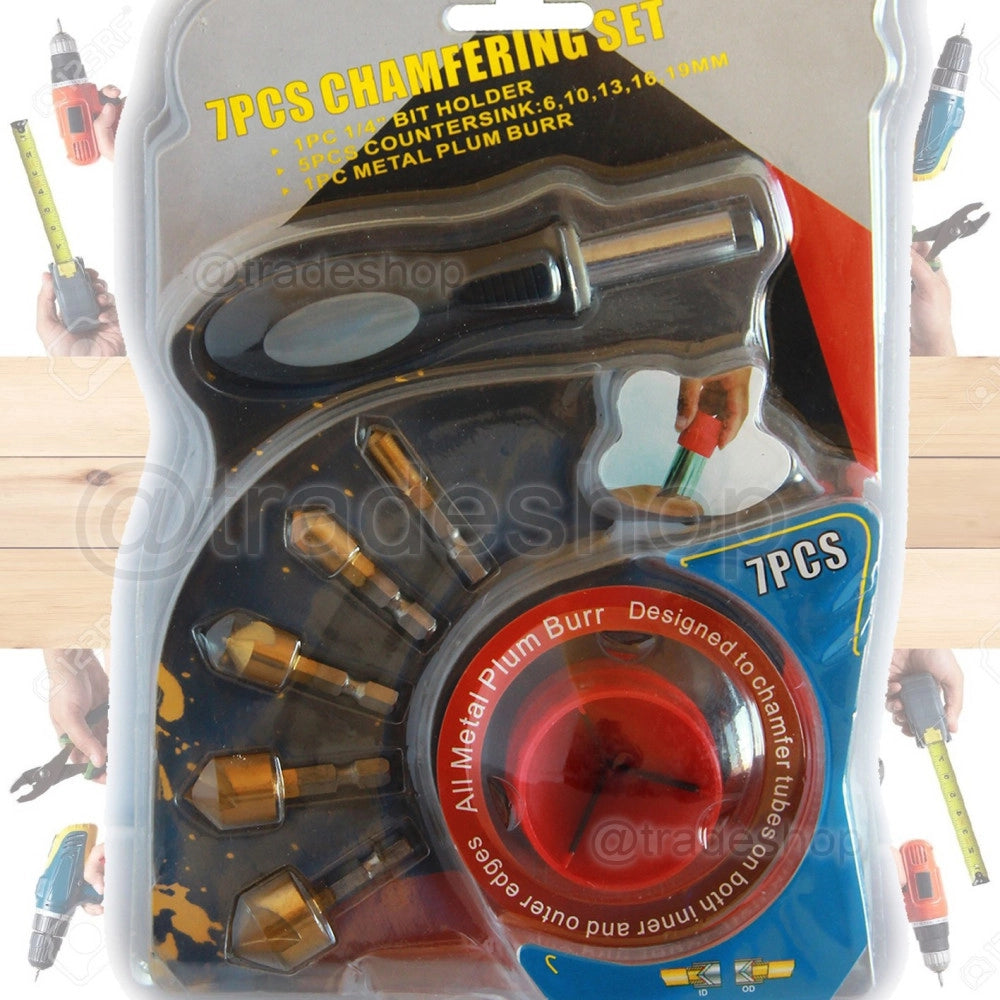 Trade Shop - Kit 7 Pz Punte Frese Allargafori Manuale Con Cacciavite Svasatrice Allarga Tubi -