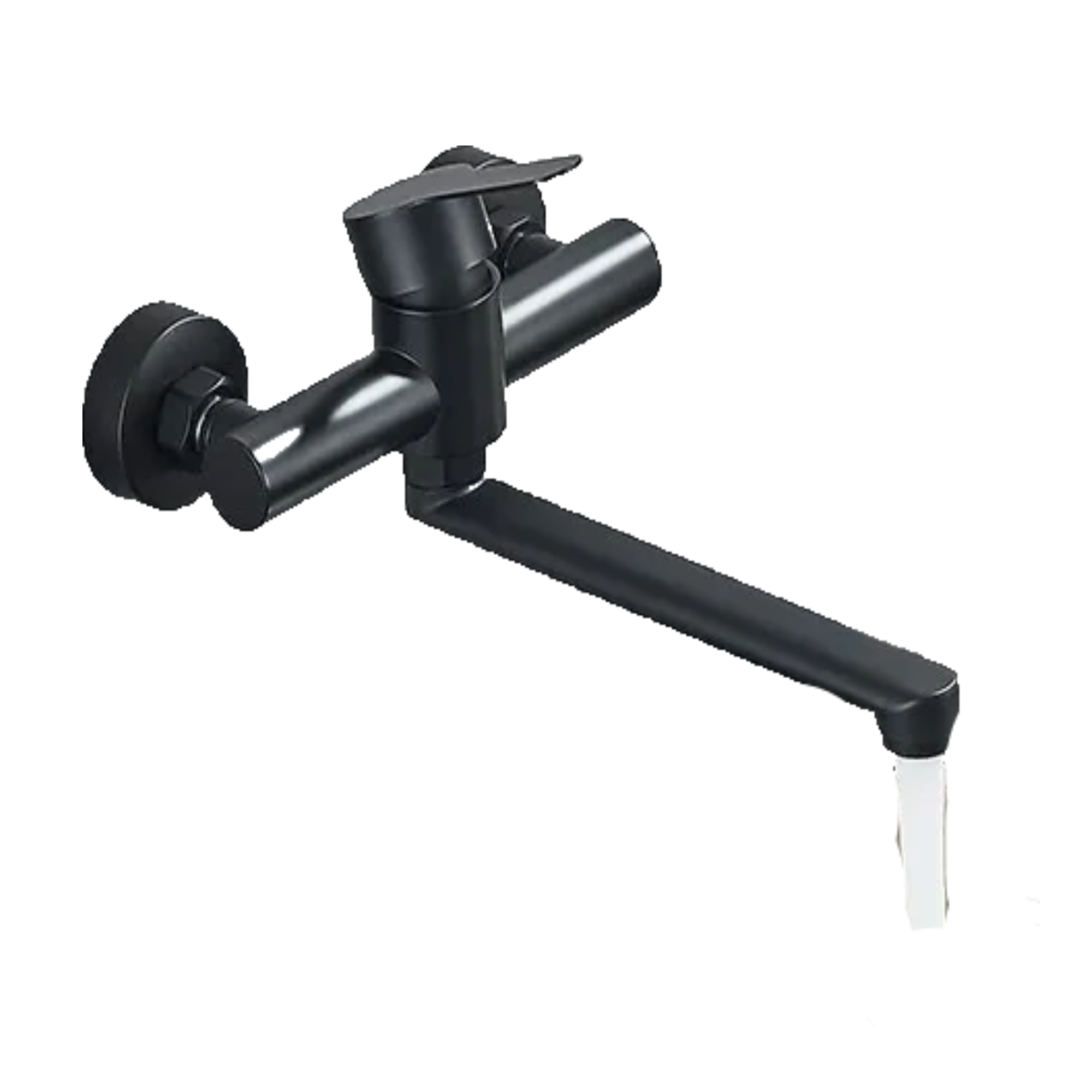 MAX | rubinetto miscelatore catering a parete nero | rubinetto cucina professionale in acciaio inox lungo e piatto | ristorante a parete bocca dritta