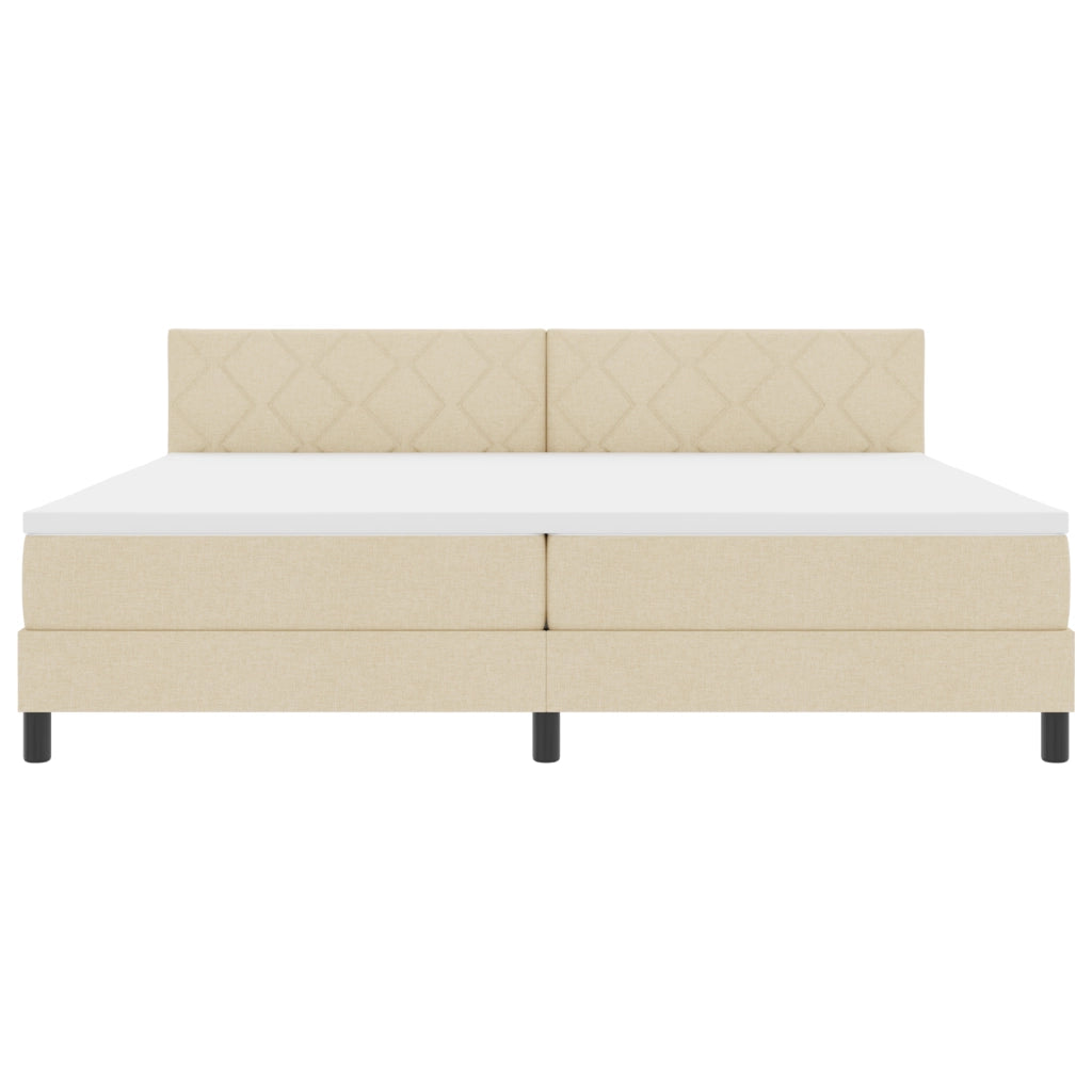 Letto con Box Spring e Materasso Crema 200x200 cm Tessuto