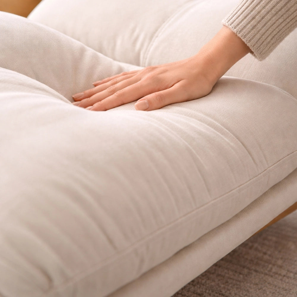 Poltrona Reclinabile Poggiapiedi Beige Imbottitura Alta Densità Seduta Ergonomica