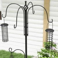 Mangiatoia per Uccelli con 6 Ganci e 4 Contenitori per Mangime in Acciaio, 58x58x226cm