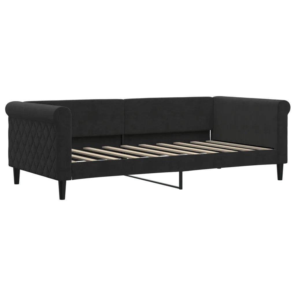 Divano Letto con Letto Estraibile-Sofa Letto-Daybed Nero 90x190 cm in Velluto 643311
