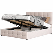 Letti contenitori 140x200 cm; contenitore salvaspazio; velluto; bianco crema (Senza materasso)