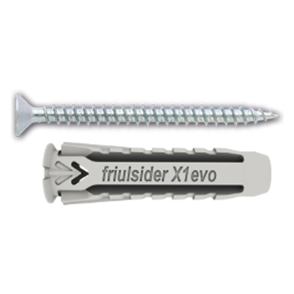 TASSELLO NYLON 'X1 EVO' CON VITE TPS TRUCIOLARE mm 6 x 30 - vite 4,5 x 40- 100 pezzi  - FRIULSIDER