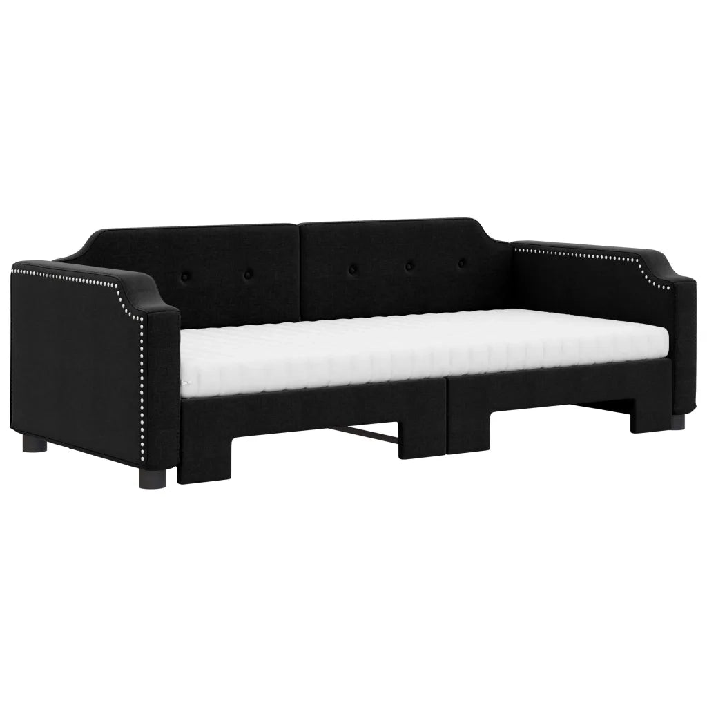 vidaXL Divano Letto Estraibile con Materassi Nero 90x190 cm in Tessuto