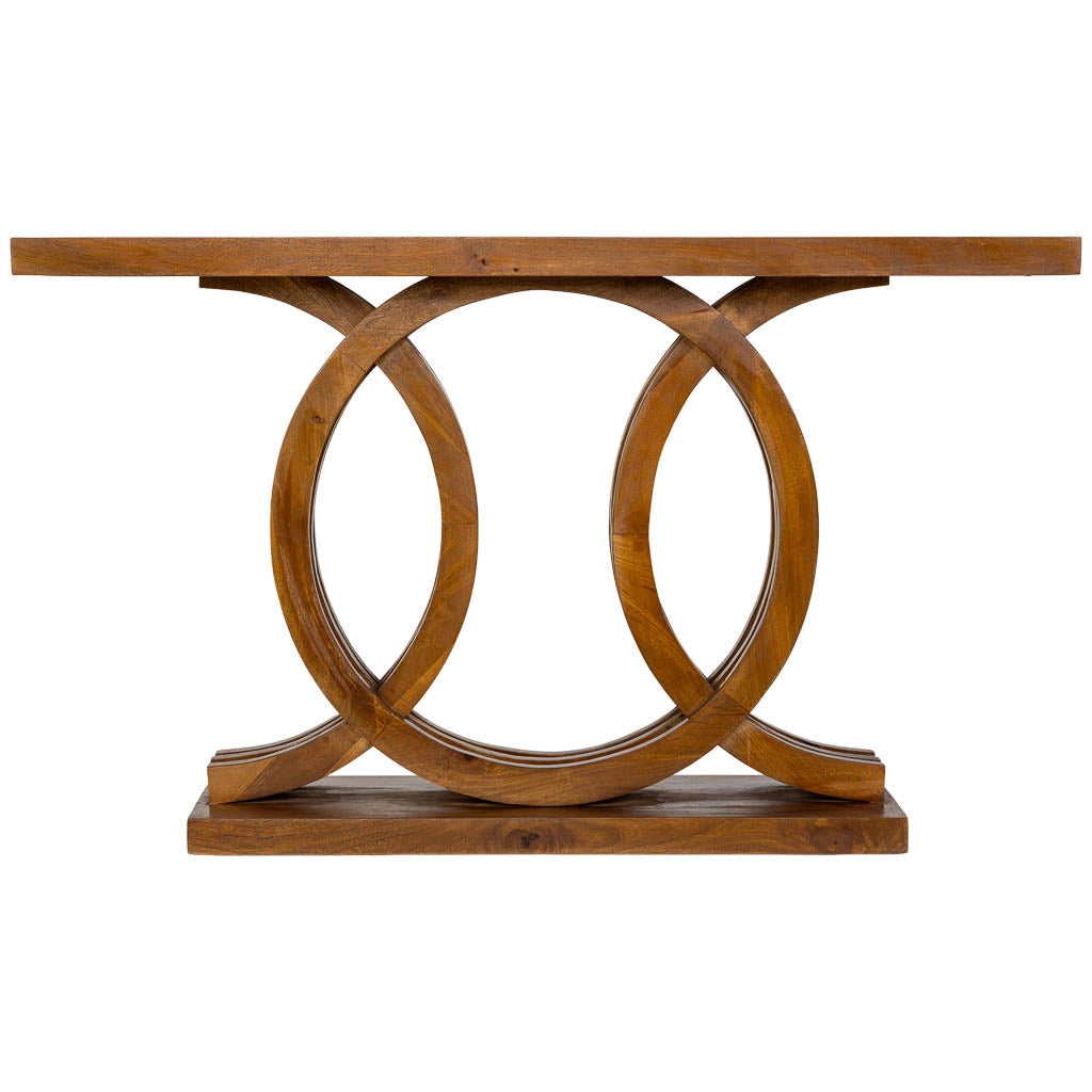 Tavolino da ingresso artigianale in legno marrone 140x35x81h cm