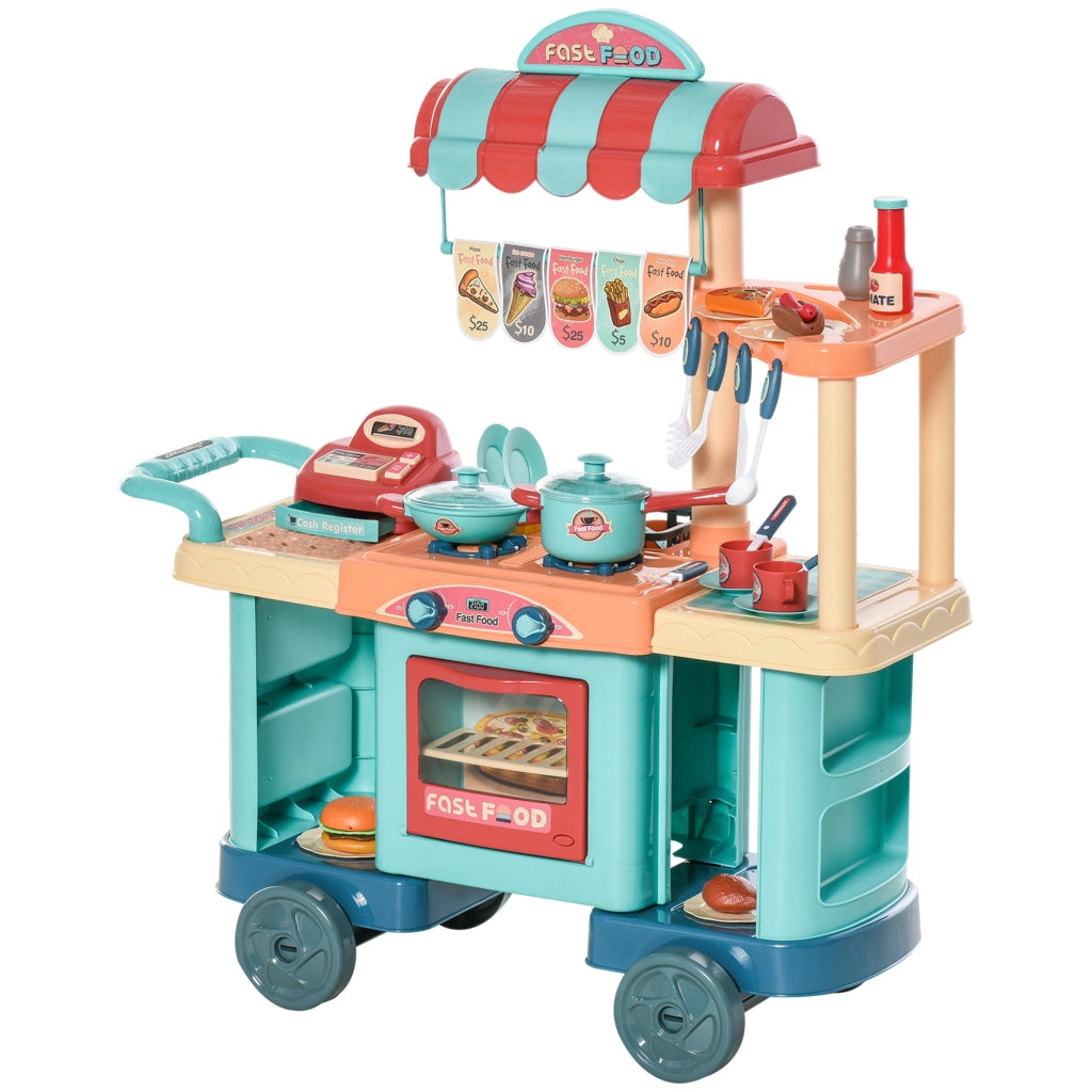 Cucina Giocattolo Bambini con Cassa Registratrice ¨C zephmum ¨C 79.5x33x90.5 cm Multicolore