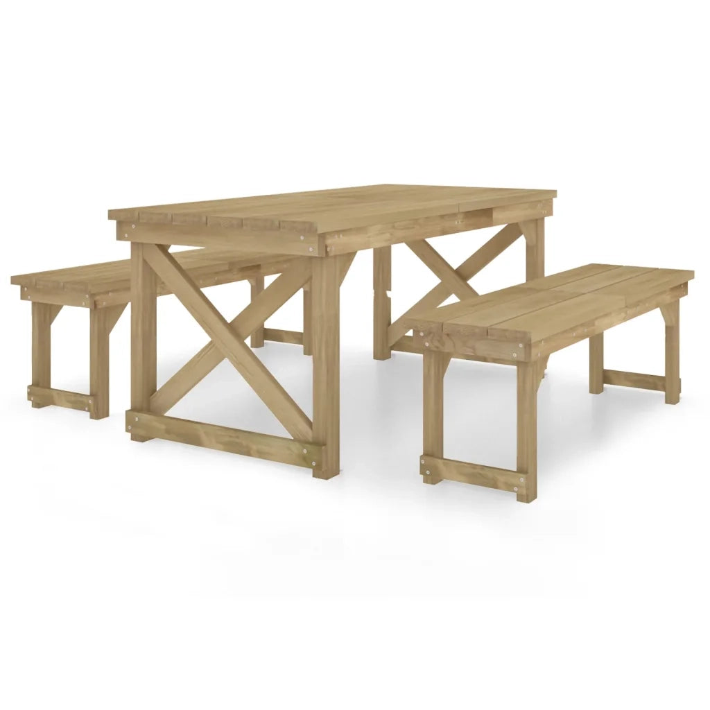 Set da Pranzo per Giardino 3 pz in Legno di Pino Impregnato 3096621