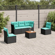 Set Divani da Giardino 6 pz con Cuscini Nero in Polyrattan