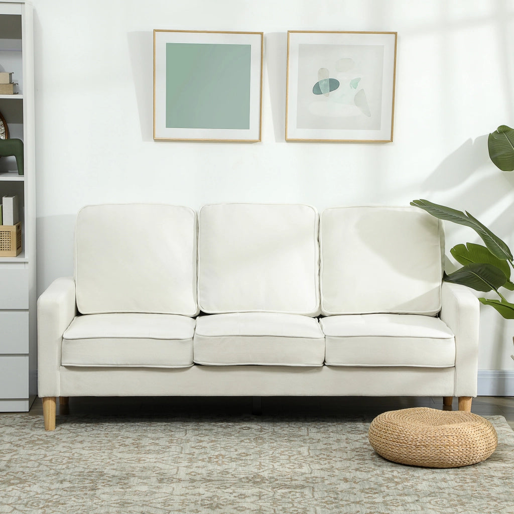Divano 3 posti in velluto ¨C zephmum ¨C crema 185x79x82