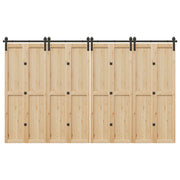 Kit di Binari per Porte Scorrevoli 366 cm Acciaio Nero 3295803