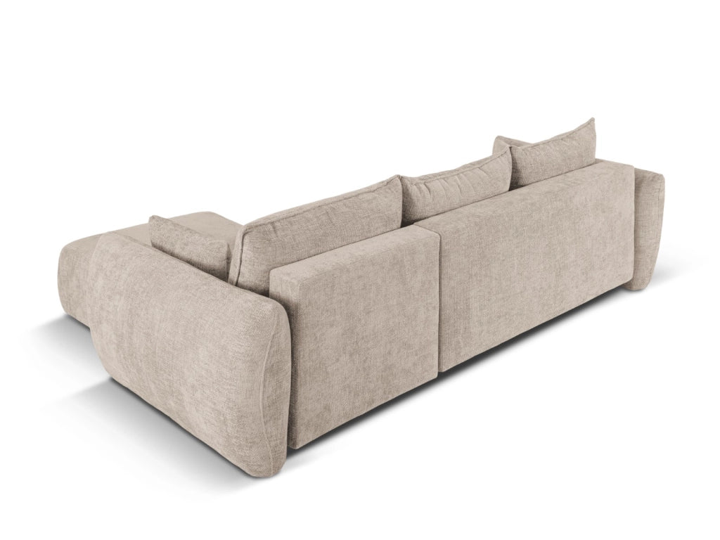 Cosmopolitan Design - Divano convertibile angolare destro con contenitore "Matera" 4 posti in ciniglia beige 
