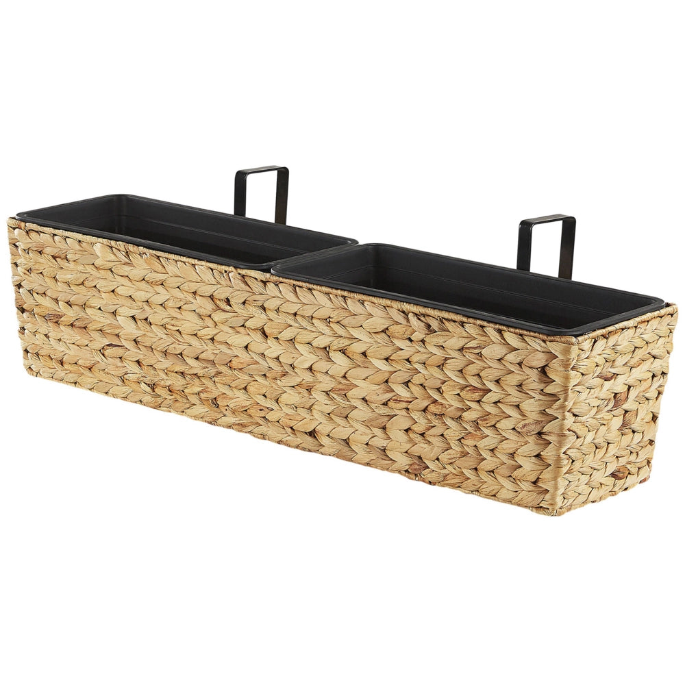 Vaso per piante Beige Giacinto d'acqua Intreccio Rettangolare 80 x 20 cm Sintetico con fori di scolo