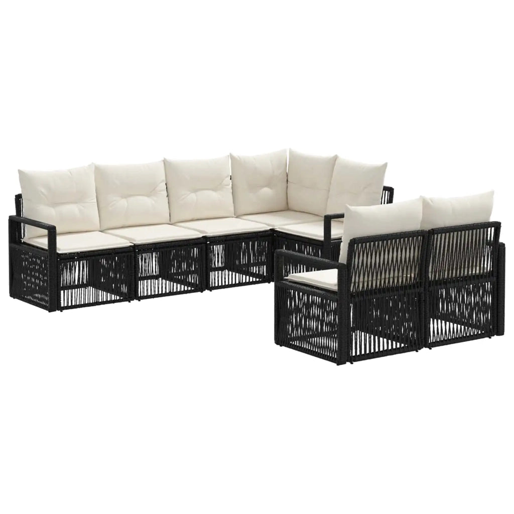 Set Divano da Giardino 7 pz 7-Numero di posti Nero polyrattan 3435769